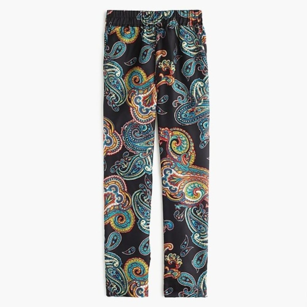 JCrew Black Paisley Petite Pull-on Pant